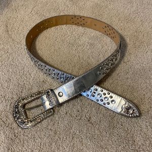 Bling It On! embellished silver leather belt